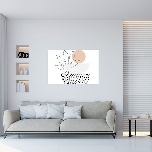 Kép - Vonal művészet virágok N⁰3 (90x60 cm)