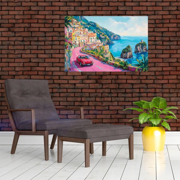 Kép - Rózsaszín part menti út (90x60 cm)