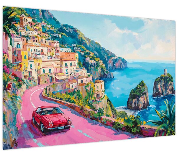 Kép - Rózsaszín part menti út (90x60 cm)