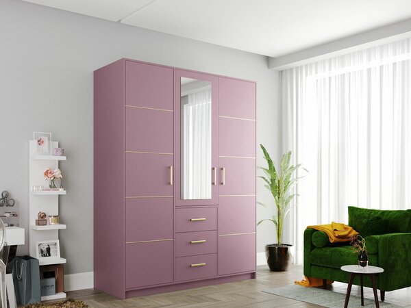 Gardróbszekrény Rosa, Laminált forgácslap, 200x147x58cm, Lila