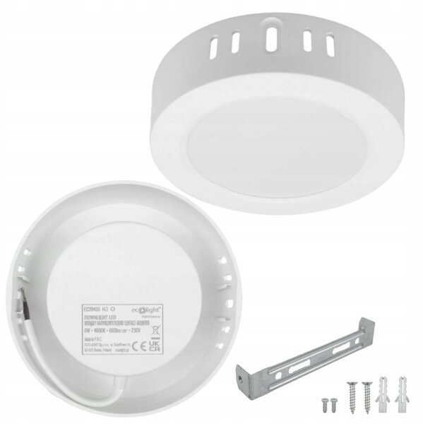 Oprawa downlight N/T okrąg 6W 660lm 4000K IP20 biały DL-1 EC20455