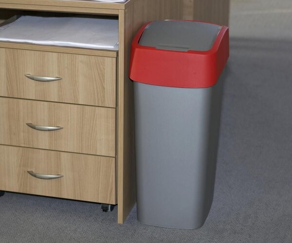 Curver Pacific Flip Bin billenős szelektív hulladékgyűjtő 45l piros/szürke (195024)