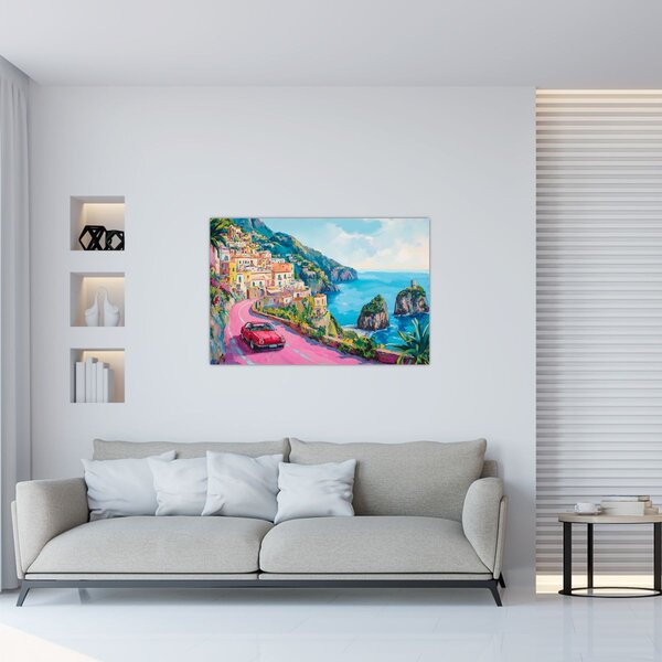 Kép - Rózsaszín part menti út (90x60 cm)