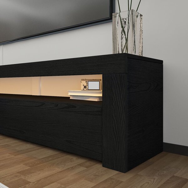 TV-állvány, fekete fa, 150 cm