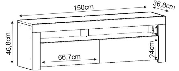 TV-állvány, travertin, 150 cm