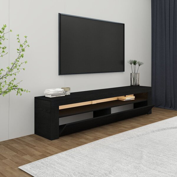TV-állvány, fekete fa, 150 cm