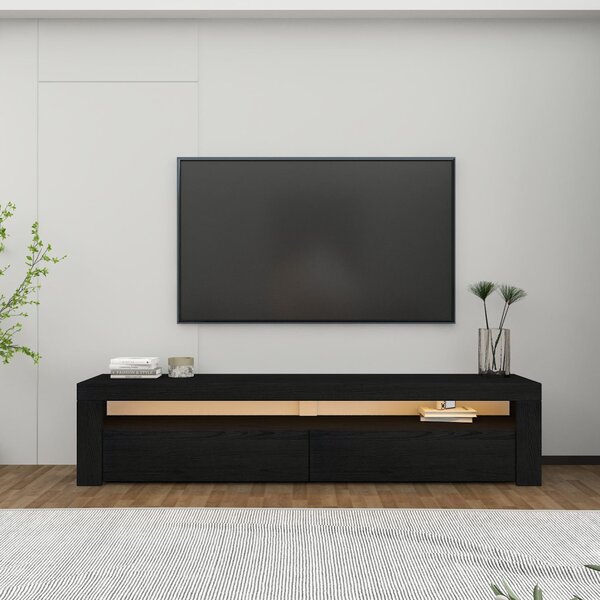 TV-állvány, fekete fa, 150 cm