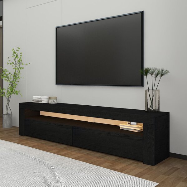 TV-állvány, fekete fa, 150 cm