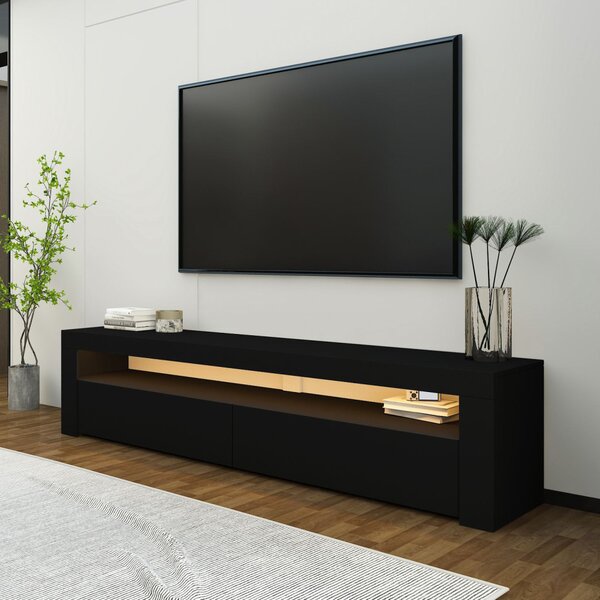 TV-állvány, fekete, 150 cm