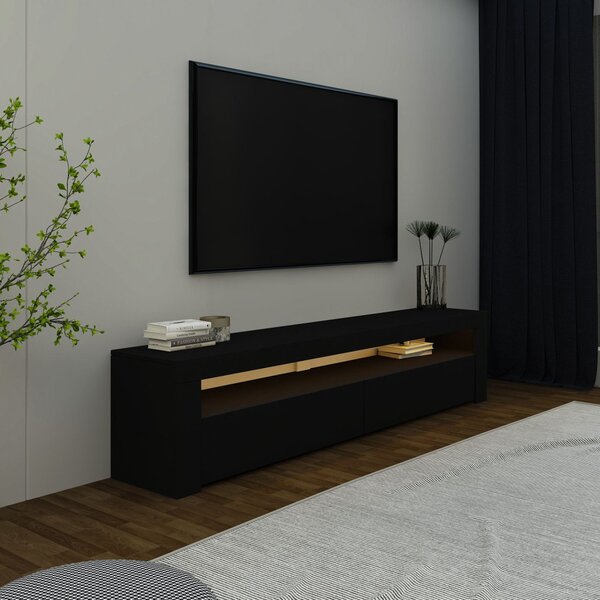 TV-állvány, fekete, 150 cm