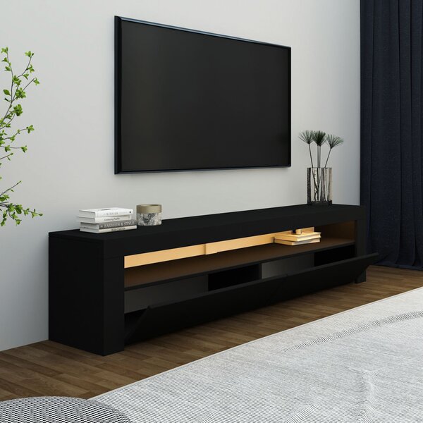 TV-állvány, fekete, 150 cm