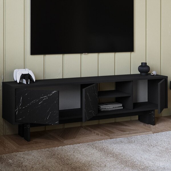 Ravello TV-állvány, fekete-márvány, 150 cm