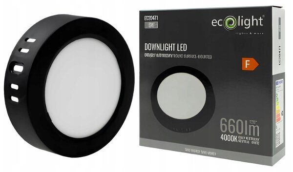 Oprawa downlight N/T okrąg 6W 660lm 4000K IP20 czarny DL-1 EC20471