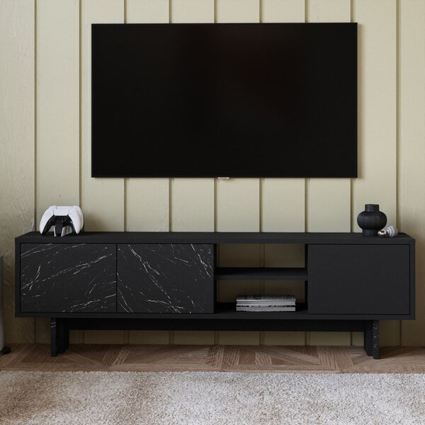 Ravello TV-állvány, fekete-márvány, 150 cm