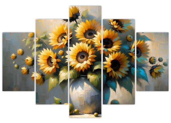 Kép – Napraforgós váza (150x105 cm)
