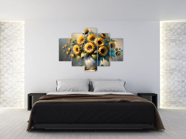 Kép – Napraforgós váza (150x105 cm)