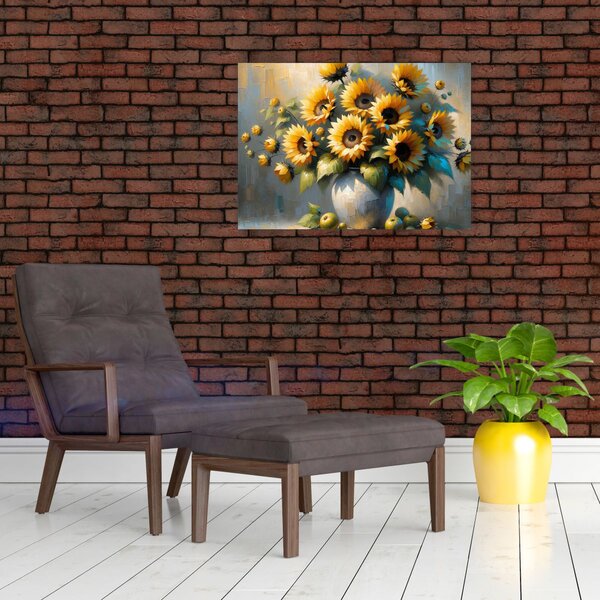 Kép – Napraforgós váza (70x50 cm)