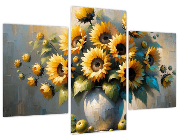 Kép – Napraforgós váza (90x60 cm)