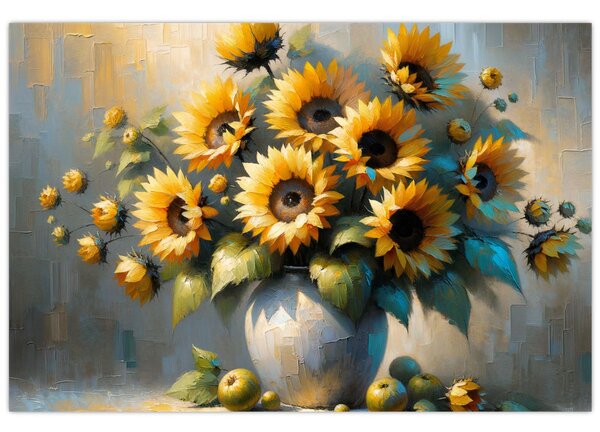 Kép – Napraforgós váza (90x60 cm)