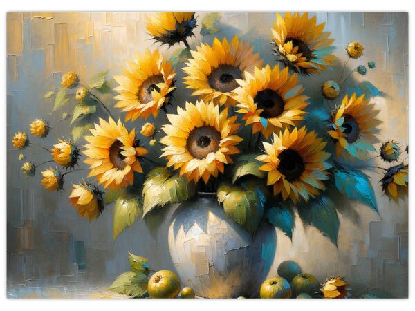 Kép – Napraforgós váza (70x50 cm)