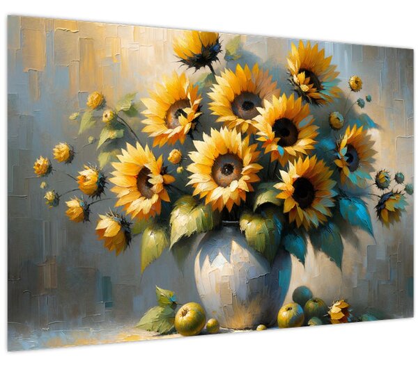 Kép – Napraforgós váza (90x60 cm)