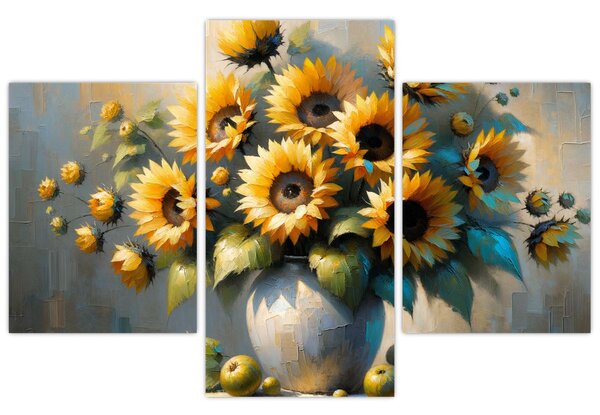 Kép – Napraforgós váza (90x60 cm)