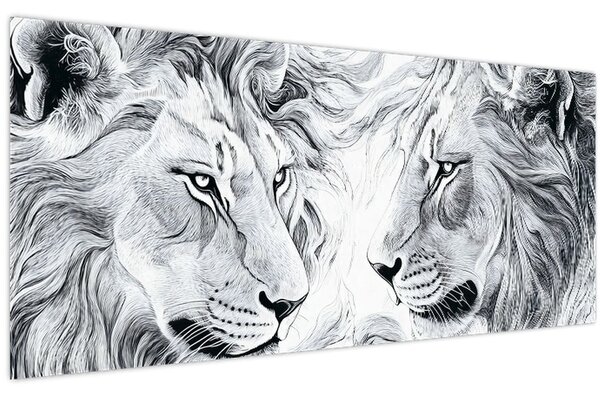 Kép - Rajzolt oroszlánfejek (120x50 cm)