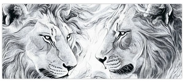 Kép - Rajzolt oroszlánfejek (120x50 cm)