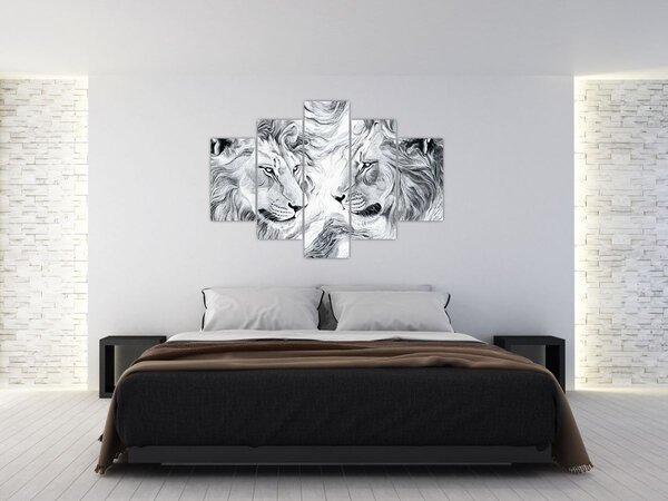 Kép - Rajzolt oroszlánfejek (150x105 cm)