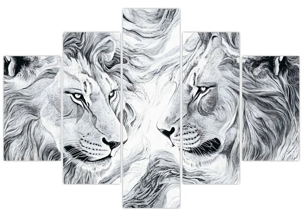 Kép - Rajzolt oroszlánfejek (150x105 cm)