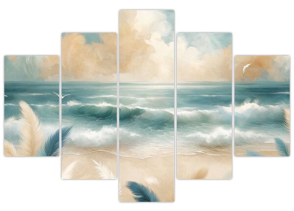 Kép – Festett strand lágy színekben (150x105 cm)