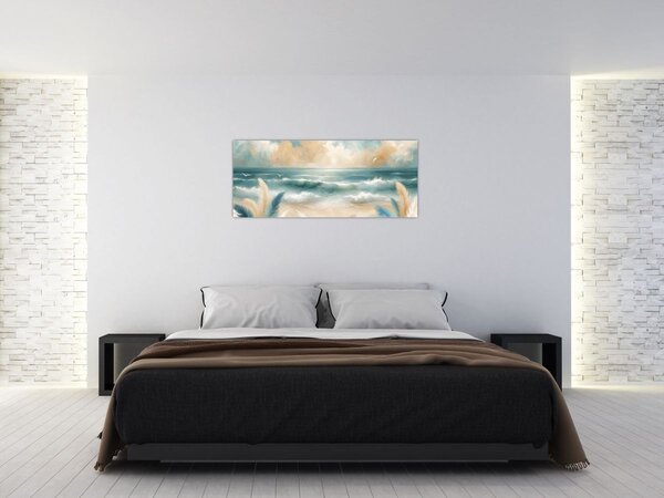 Kép – Festett strand lágy színekben (120x50 cm)