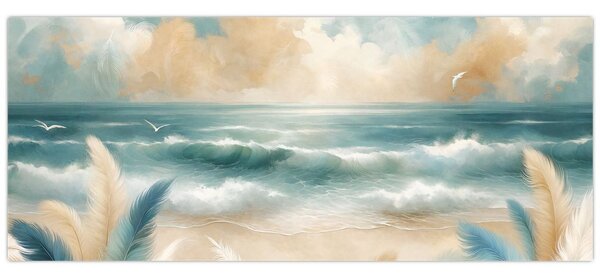 Kép – Festett strand lágy színekben (120x50 cm)