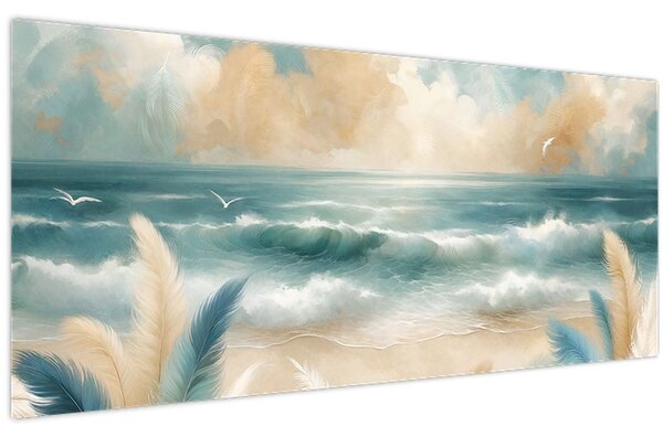 Kép – Festett strand lágy színekben (120x50 cm)