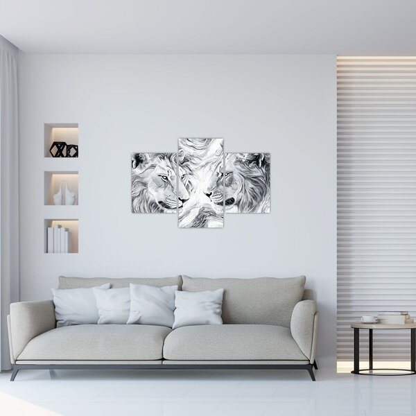 Kép - Rajzolt oroszlánfejek (90x60 cm)