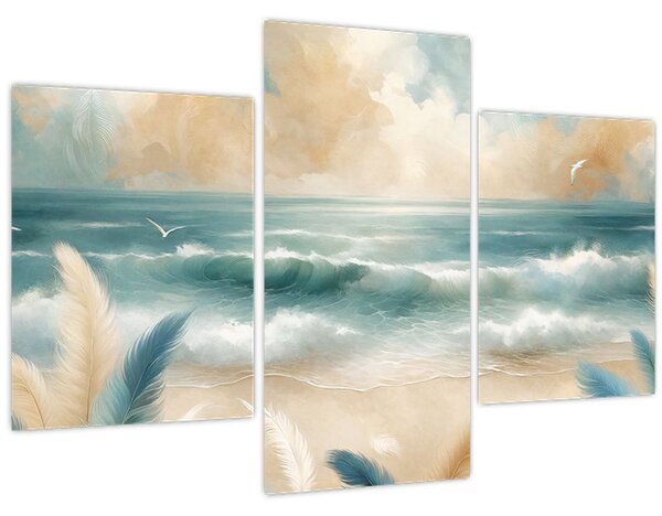 Kép – Festett strand lágy színekben (90x60 cm)