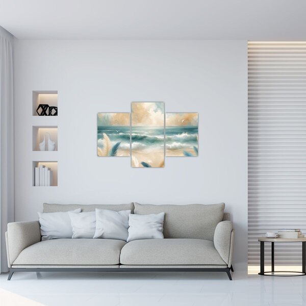 Kép – Festett strand lágy színekben (90x60 cm)