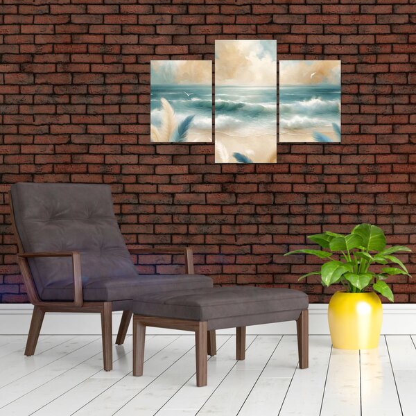 Kép – Festett strand lágy színekben (90x60 cm)