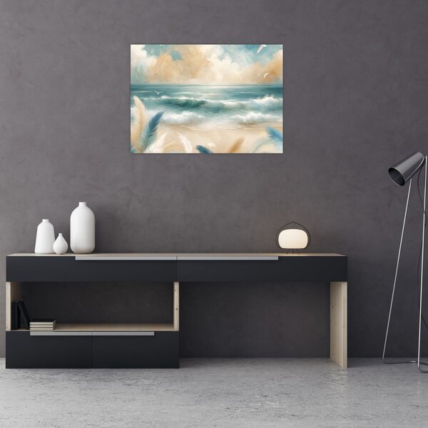 Kép – Festett strand lágy színekben (70x50 cm)