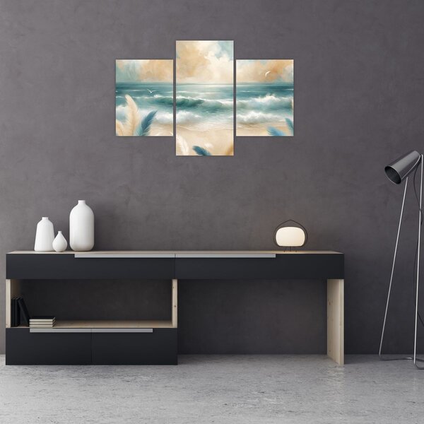 Kép – Festett strand lágy színekben (90x60 cm)