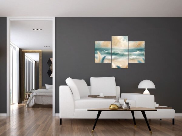 Kép – Festett strand lágy színekben (90x60 cm)
