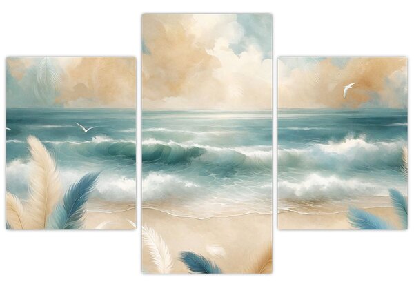 Kép – Festett strand lágy színekben (90x60 cm)
