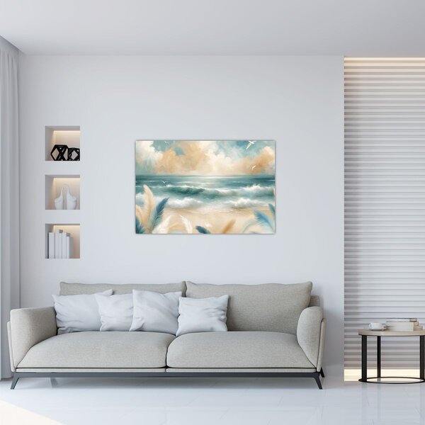 Kép – Festett strand lágy színekben (90x60 cm)