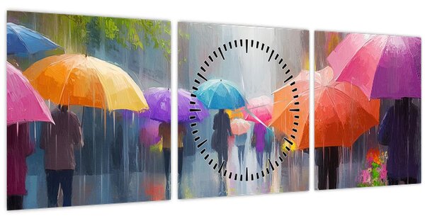 Kép - Esős nap (órával) (90x30 cm)