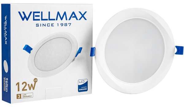 Wellmax Oprawa downlight wpuszczana okrągła neutralna 12W 960 lm 4000K / GOL1DLRRN12