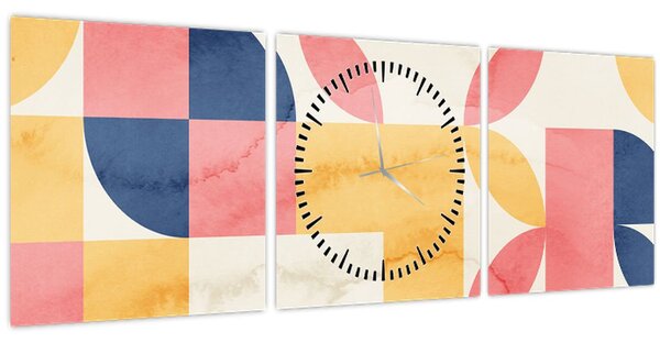 Kép - Absztrakció retro mintákkal (órával) (90x30 cm)