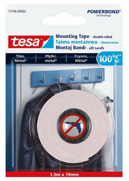 Tesa kétoldalas csempe és fém rögzítőszalag (100 kg/m)