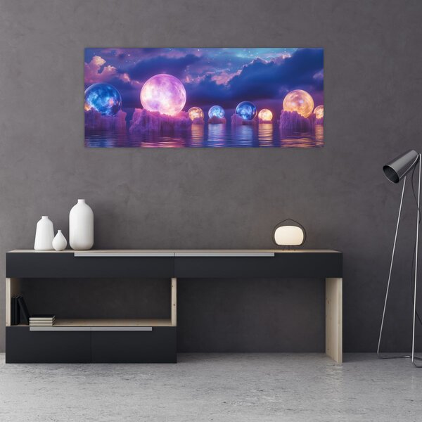 Kép - Bolygók a vízen (120x50 cm)