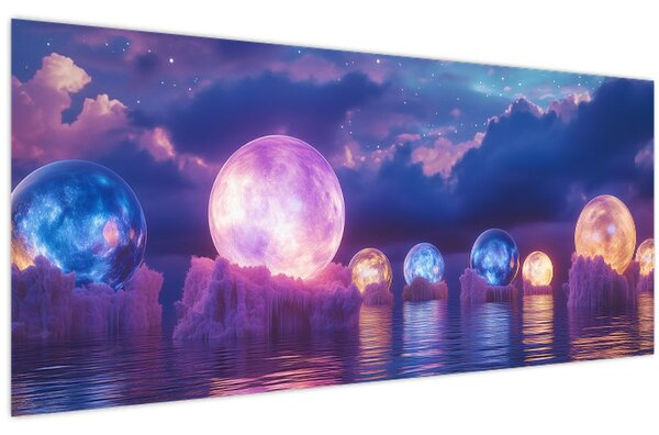 Kép - Bolygók a vízen (120x50 cm)