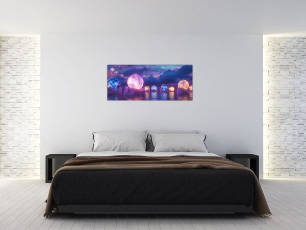 Kép - Bolygók a vízen (120x50 cm)